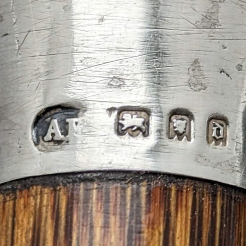 1919 年英國古董男士 Buambrella 綠色純銀圓形手柄 87 厘米